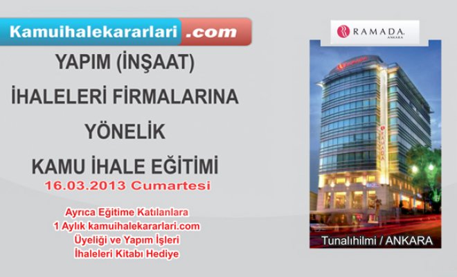 Yapım (İnşaat) İhaleleri Firmalarına Yönelik Kamu İhale EĞitimi